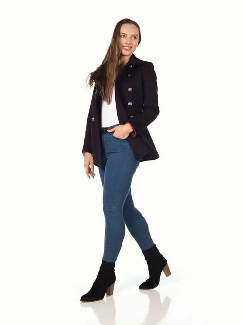 De La Creme Womens Military Style Pea Coat | Rose Eleusis