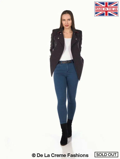 De La Creme Womens Military Style Pea Coat | Rose Eleusis