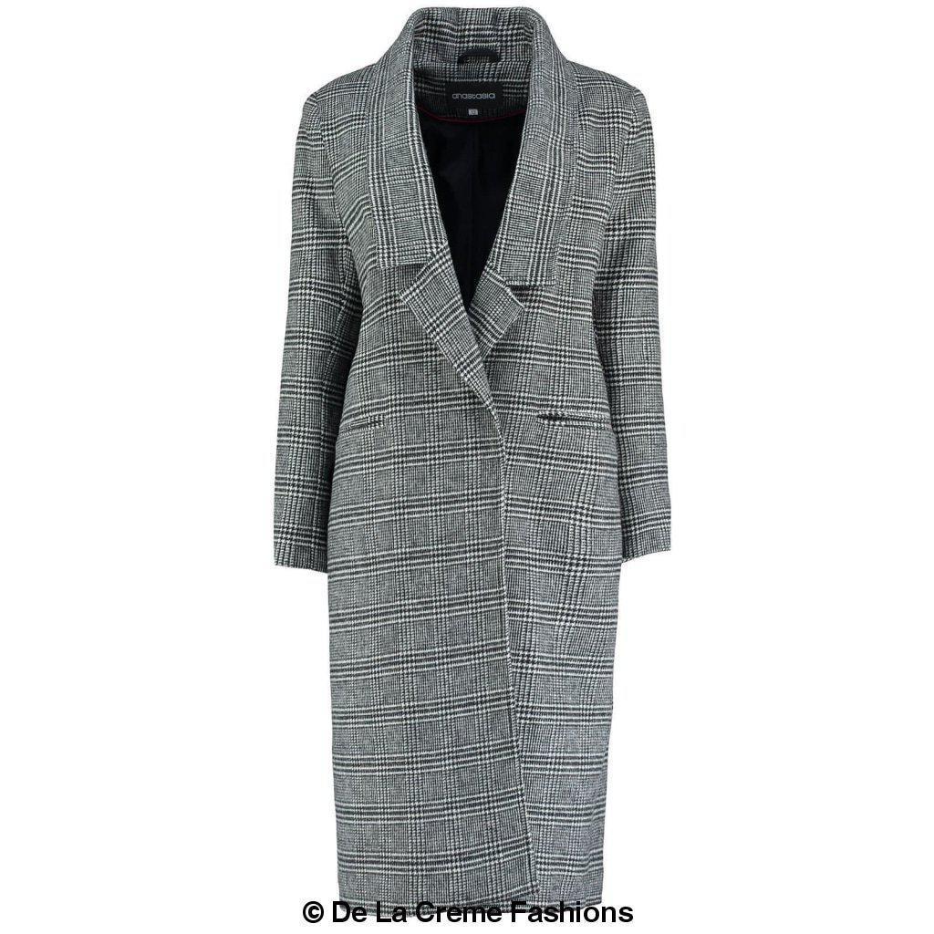 De La Creme - Womens Prince Of Wales Check Wrap Long Coat | Rose Eleusis