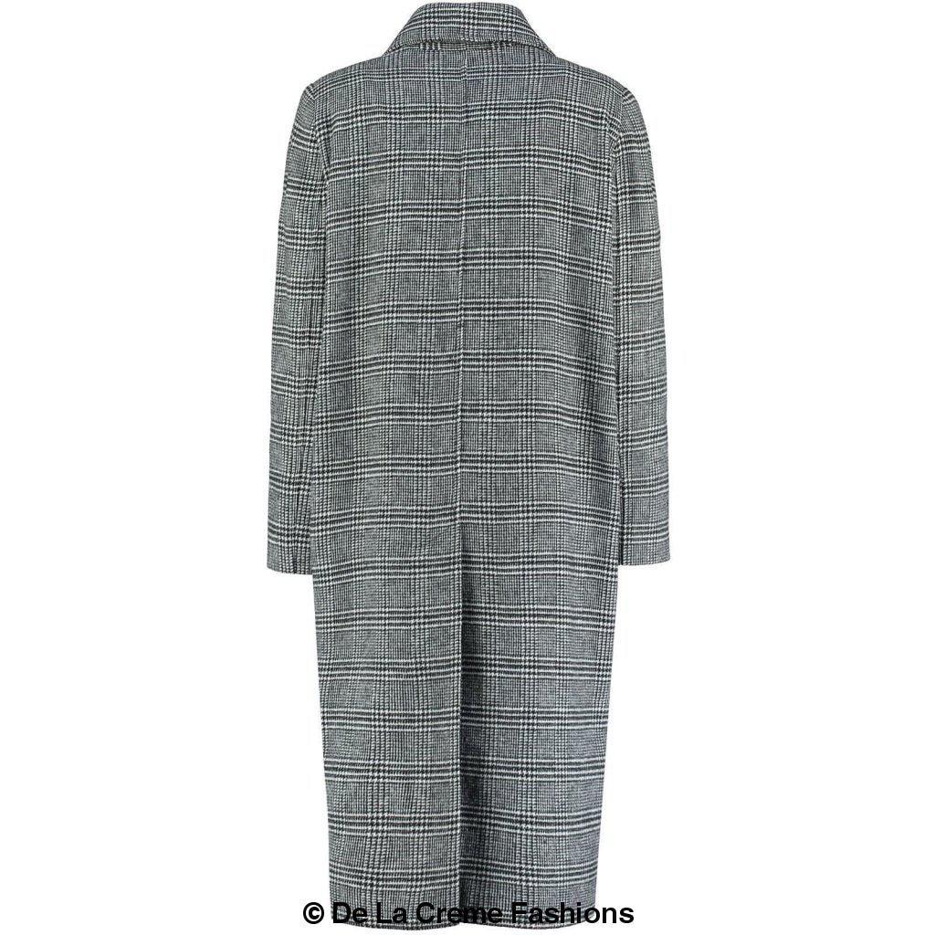 De La Creme - Womens Prince Of Wales Check Wrap Long Coat | Rose Eleusis