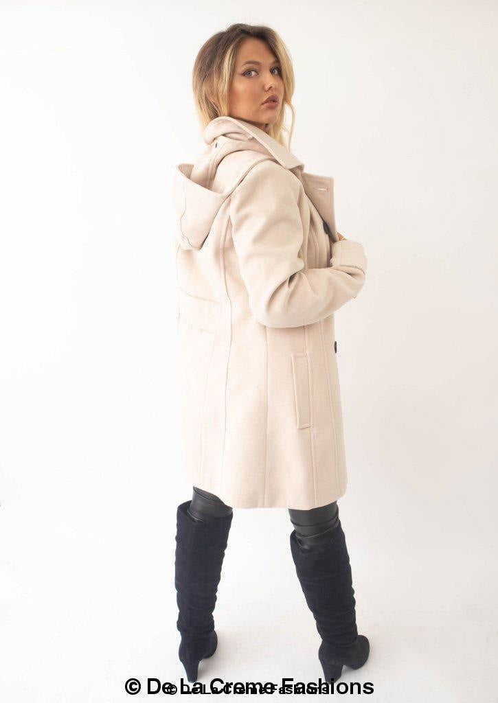 Womens Wool Feel Double Breasted Hooded Coat | Rose Eleusis