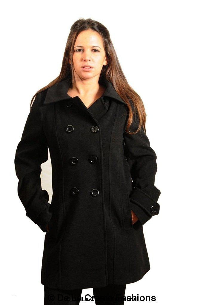 Womens Wool Feel Double Breasted Hooded Coat | Rose Eleusis