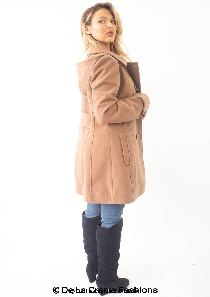 Womens Wool Feel Double Breasted Hooded Coat | Rose Eleusis