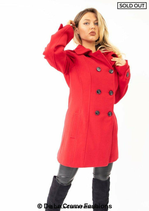 Womens Wool Feel Double Breasted Hooded Coat | Rose Eleusis