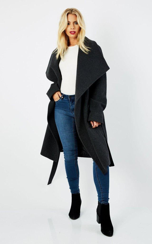 Wool Blend Large Lapel Duster Coat | Rose Eleusis