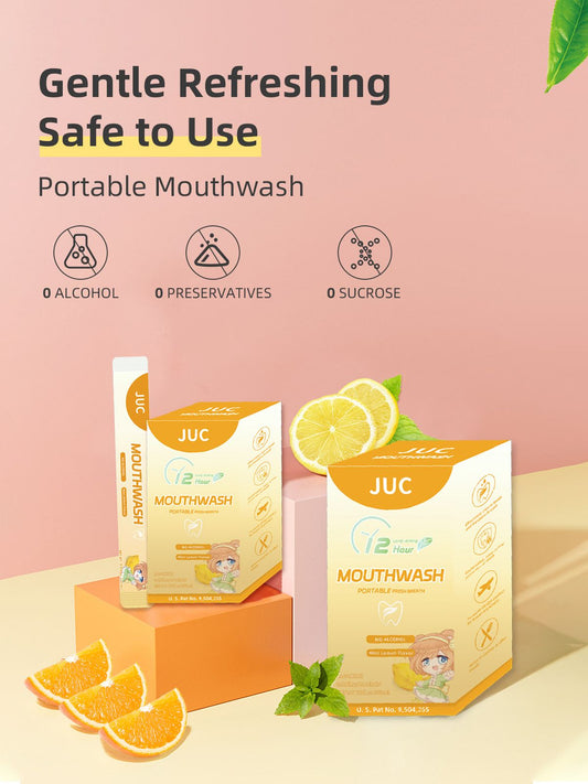 Travel Size Mouthwash, 24 Pack Portable Lemon Flavored, 12ml per Pack,