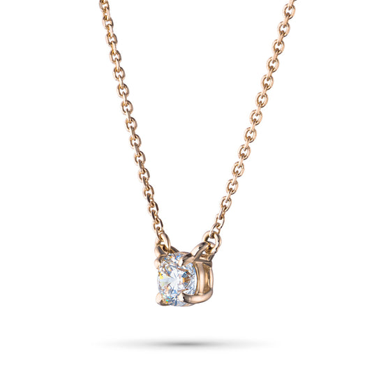 14K Yellow Gold Necklace with 1 Round-Cut Lab-Created Diamond 0.4