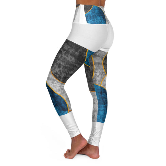 Womens High-waist Fitness Legging Yoga Pants - Black Blue Circular