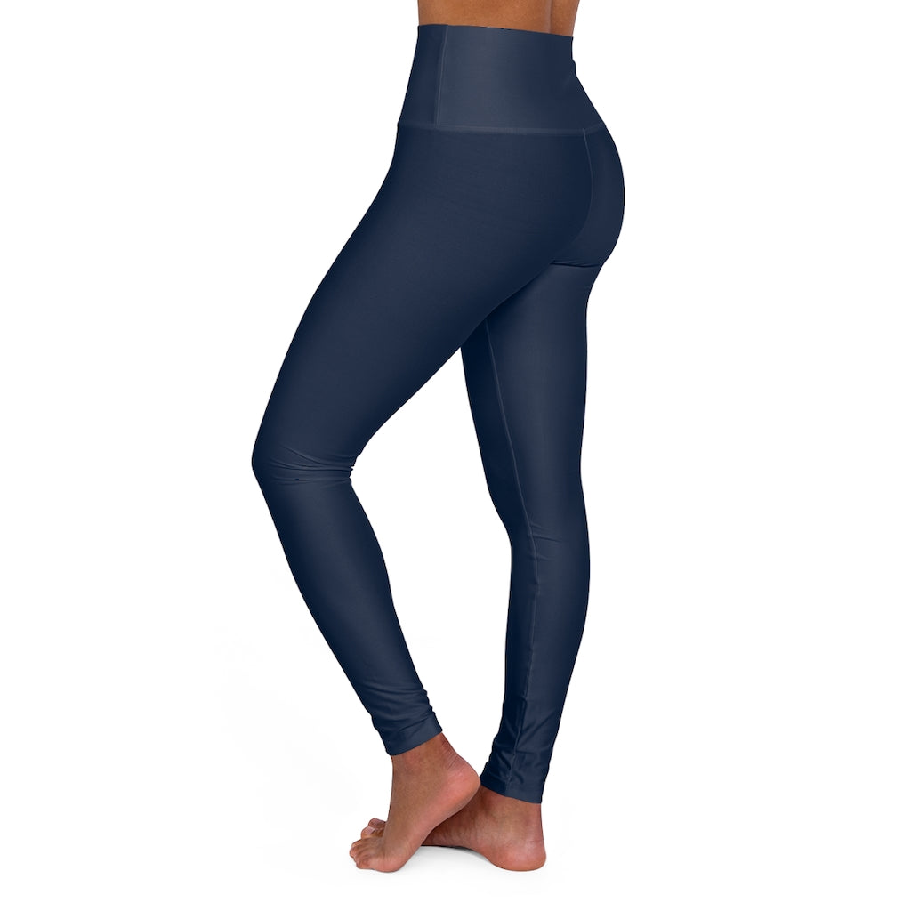 Womens High Waist Fitness Leggings / Yoga Pants - Navy Blue | Grey Coco