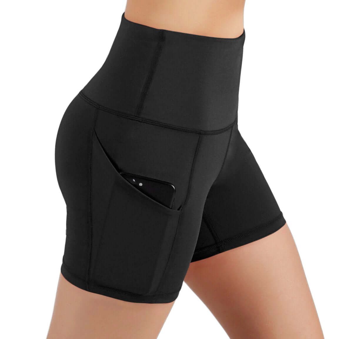 Jolie High-Waisted Athletic Shorts with Hip Pockets | Black Lavender