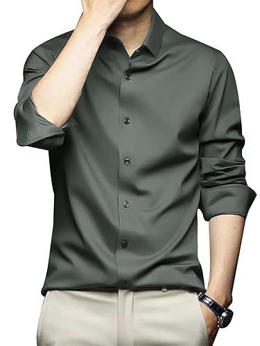 Men Regular Fit Full Sleeve Satin Silk Shirt (Size-S) (Color-DARK