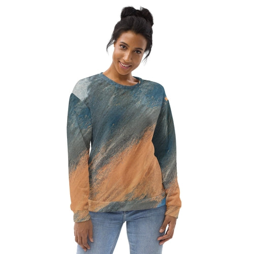 Graphic Sweatshirt for Women Blue Orange Abstract Pattern | Grey Coco
