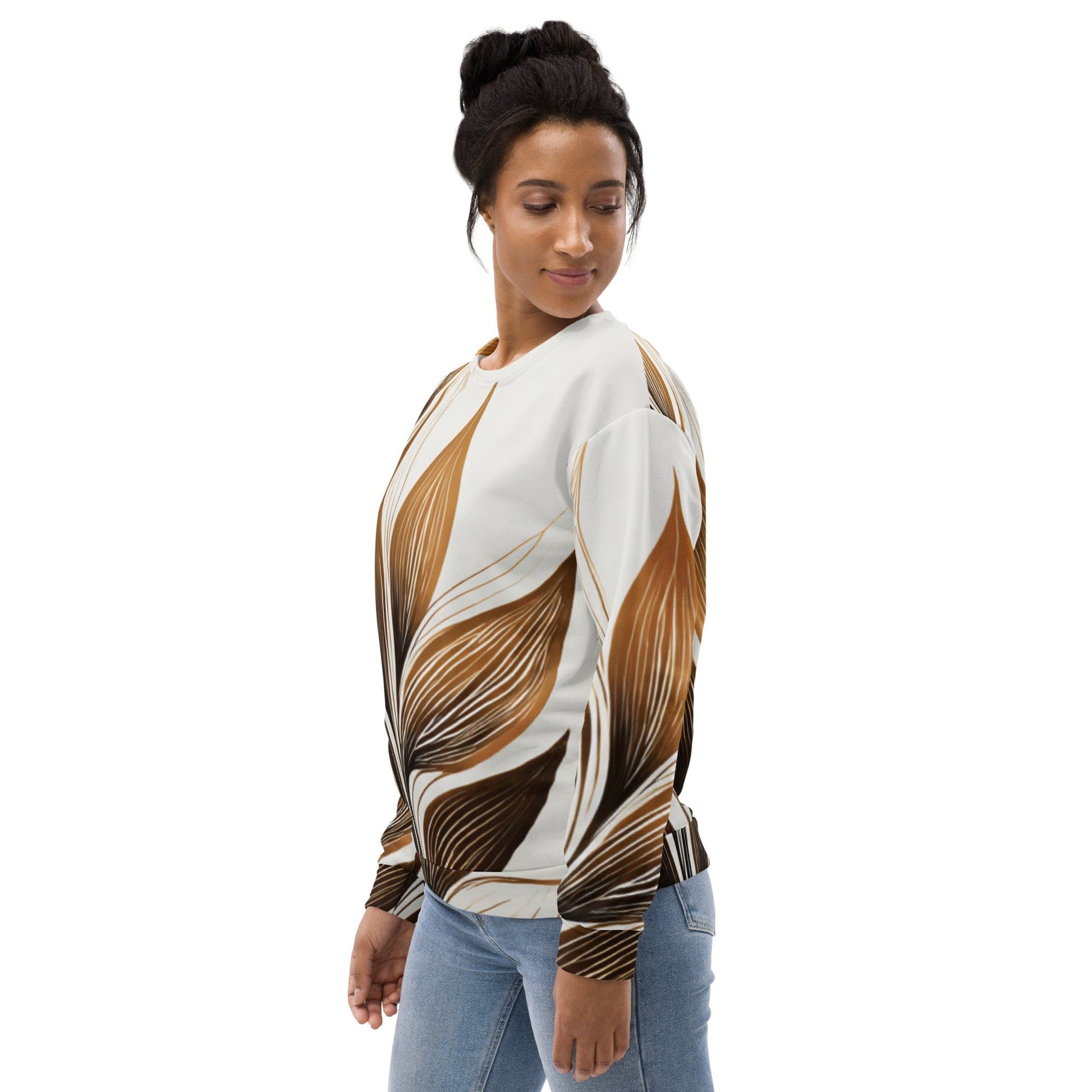 Graphic Sweatshirt for Women Brown Floral Lines | Grey Coco