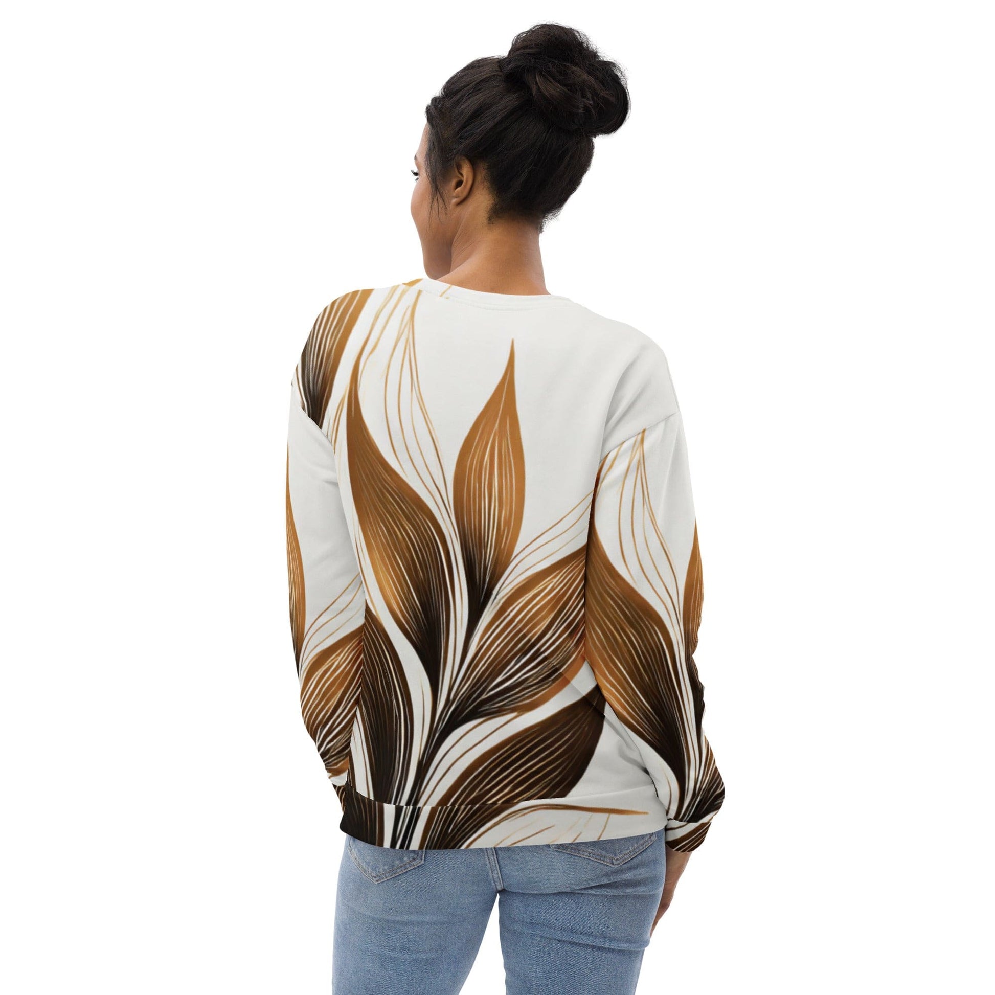 Graphic Sweatshirt for Women Brown Floral Lines | Grey Coco