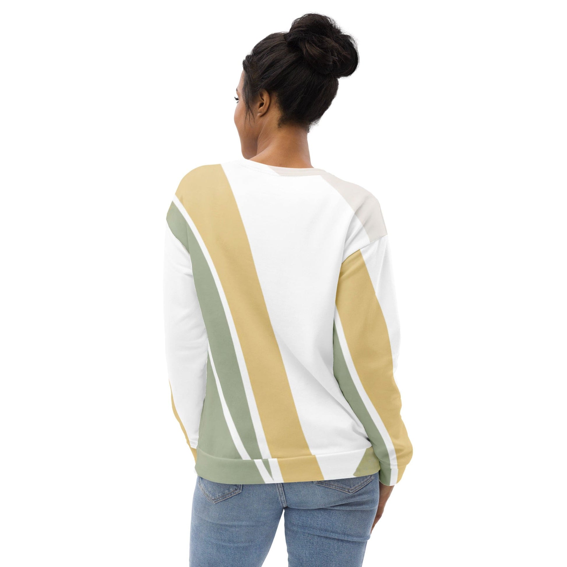 Graphic Sweatshirt for Women Green Abstract Geometric Pattern | Grey Coco