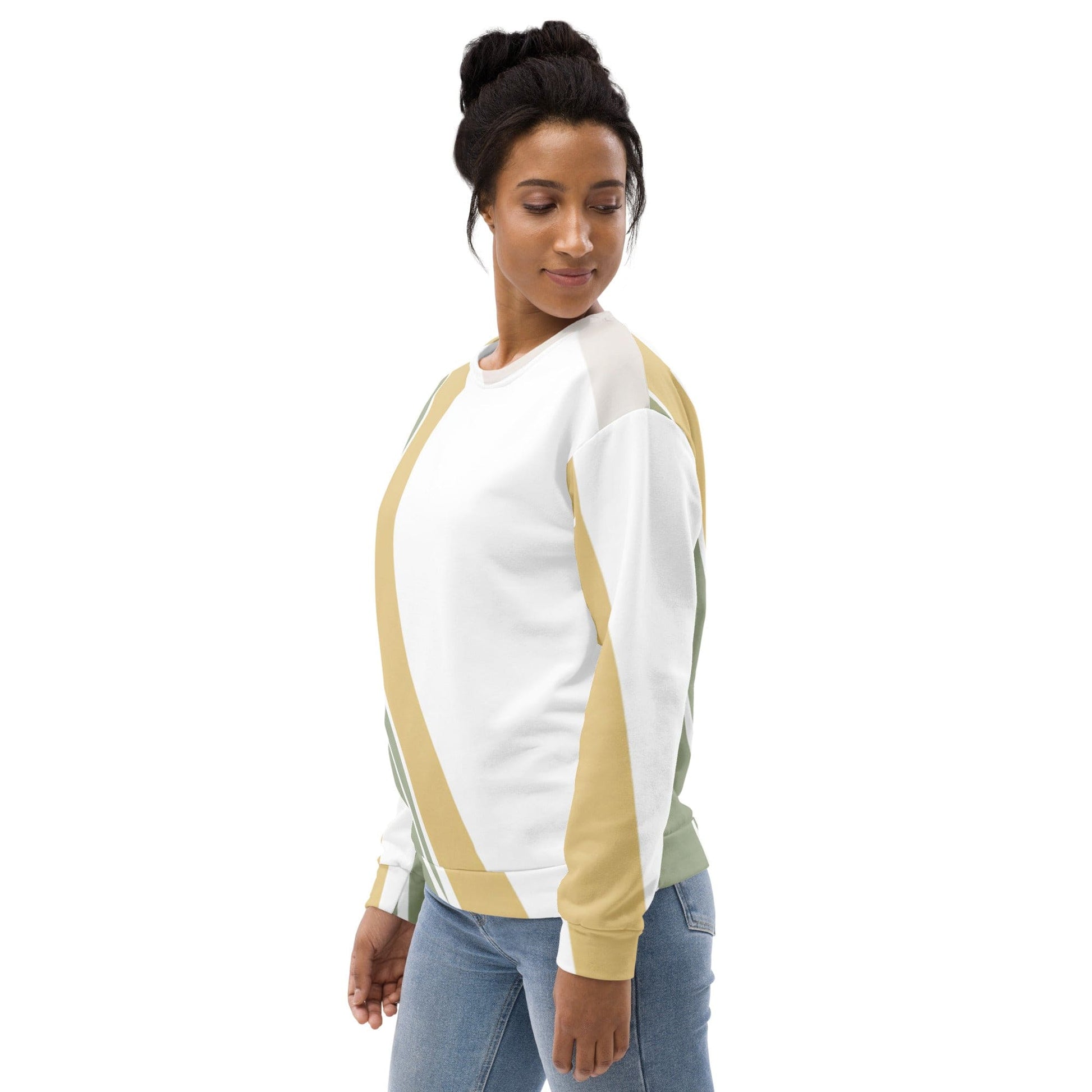 Graphic Sweatshirt for Women Green Abstract Geometric Pattern | Grey Coco