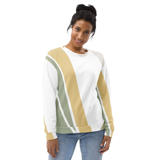 Graphic Sweatshirt for Women Green Abstract Geometric Pattern | Grey Coco