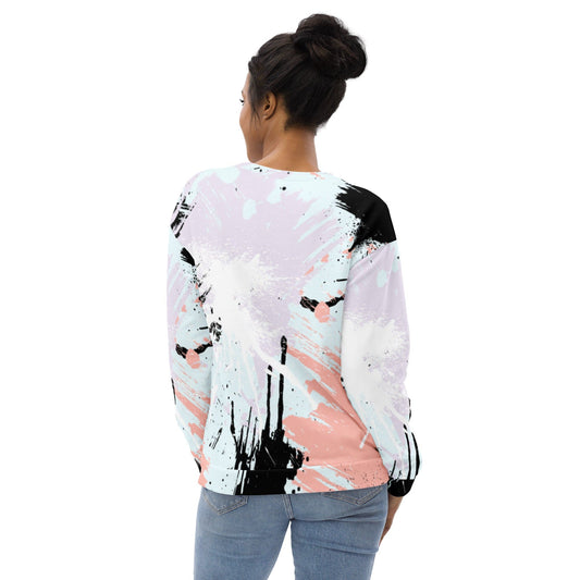 Graphic Sweatshirt for Women Pink Black Abstract Print | Grey Coco