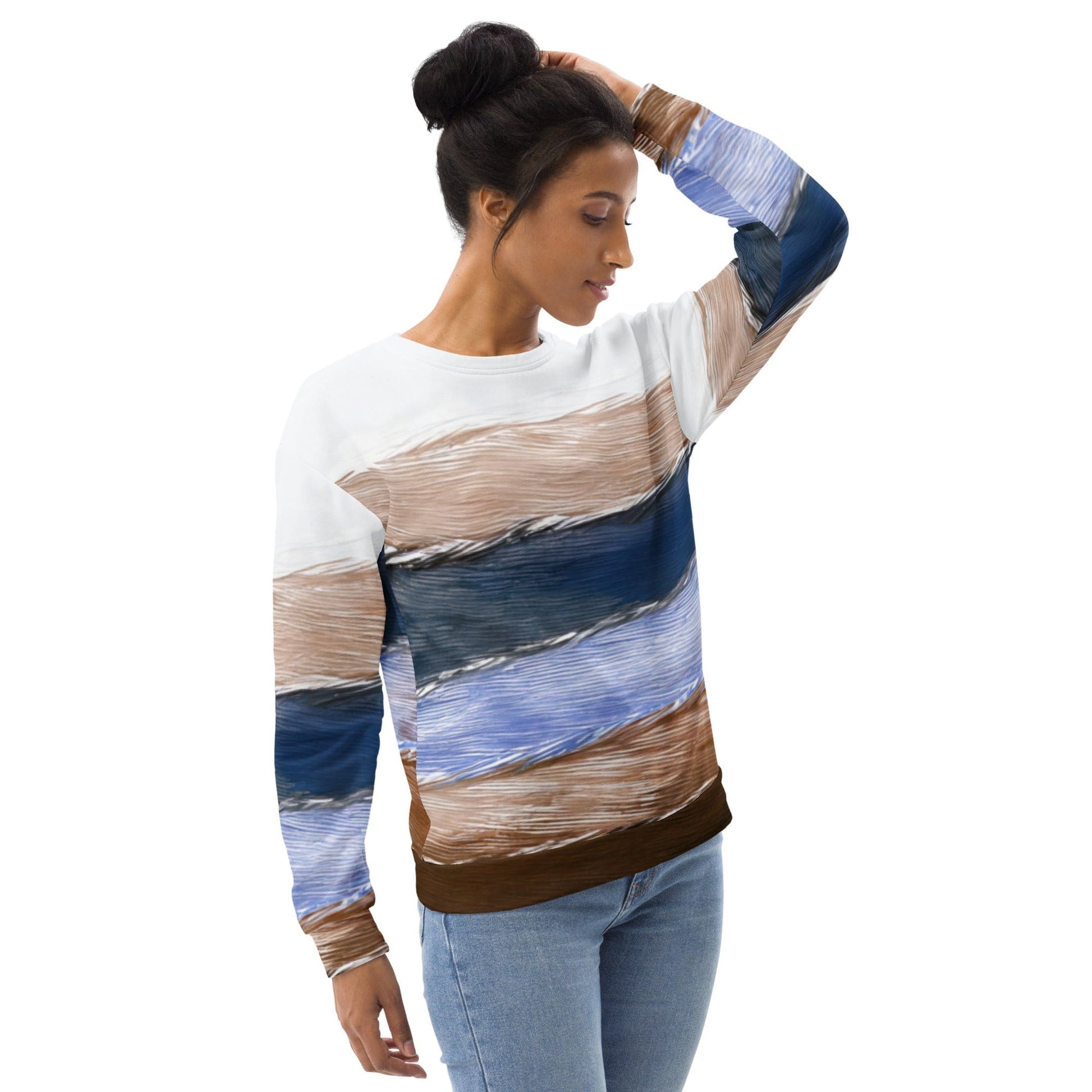 Graphic Sweatshirt for Women Rustic Hues Pattern | Grey Coco