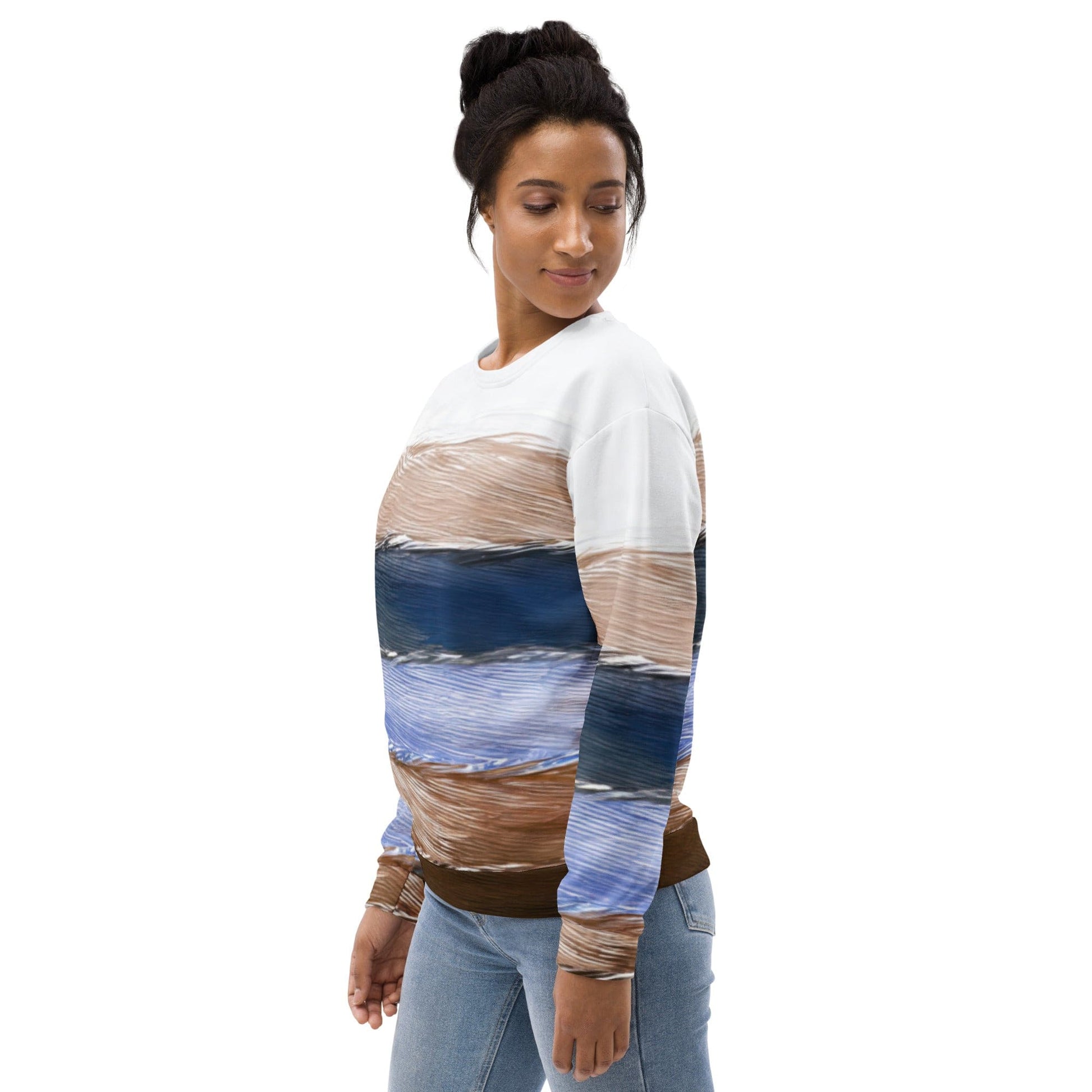 Graphic Sweatshirt for Women Rustic Hues Pattern | Grey Coco