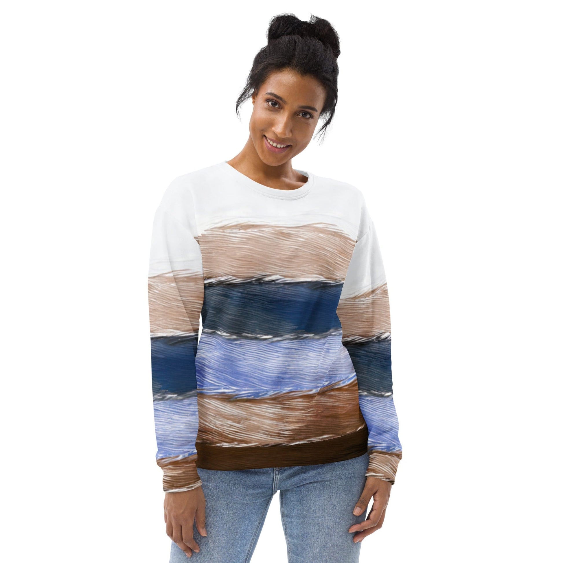 Graphic Sweatshirt for Women Rustic Hues Pattern | Grey Coco