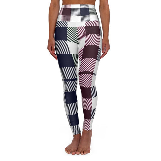 Womens High-waist Fitness Legging Yoga Pants - Multicolor Plaid | Grey Coco