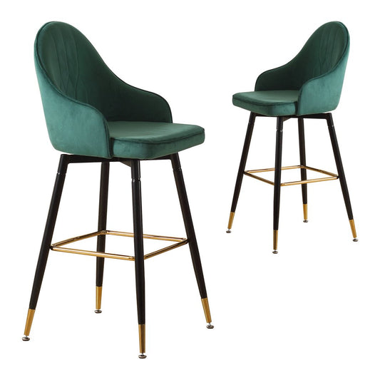 2x Bar Stools Stool Kitchen Chairs Swivel Velvet Barstools Vintage