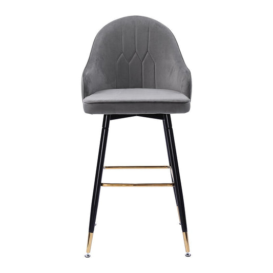 2x Bar Stools Stool Kitchen Chairs Swivel Velvet Barstools Vintage