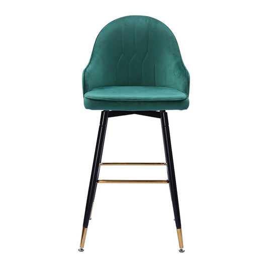 2x Bar Stools Stool Kitchen Chairs Swivel Velvet Barstools Vintage