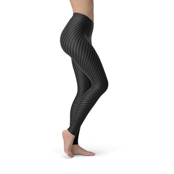 Womens Black Carbon Fiber Leggings | Maroon Sooty