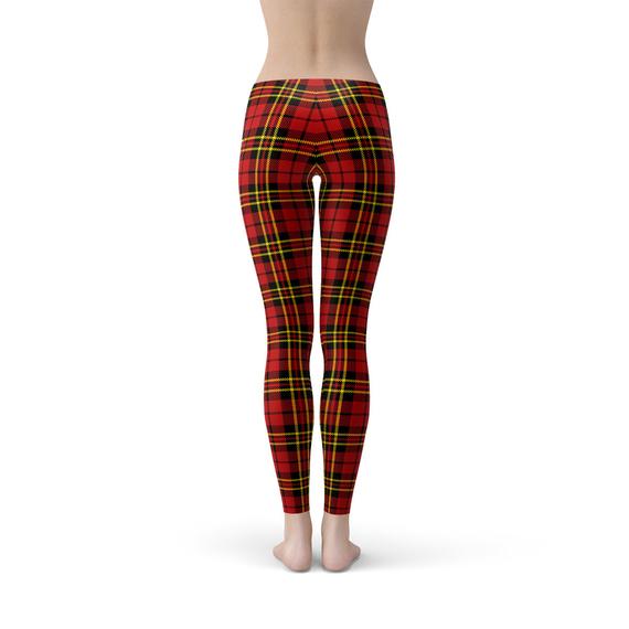 Womens Red Plaid Tartan Leggings | Maroon Sooty
