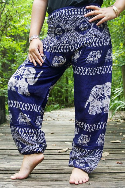 Blue ELEPHANT Pants Women Boho Pants Hippie Pants Yoga | Tan Smokey