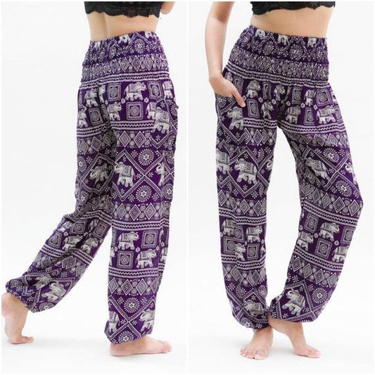 Purple Elephant Pants Harem Pants Boho Pants | Tan Smokey