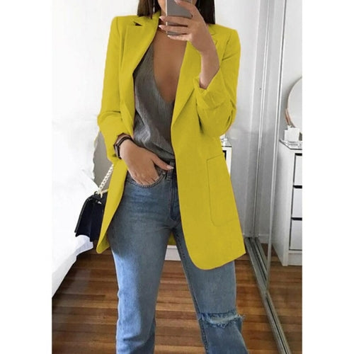 Autumn Women Casual Slim Blazers Suit Jacket Fashion Lady Office Suit | Blue Charlie