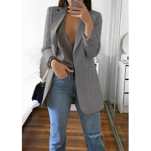 Autumn Women Casual Slim Blazers Suit Jacket Fashion Lady Office Suit | Blue Charlie