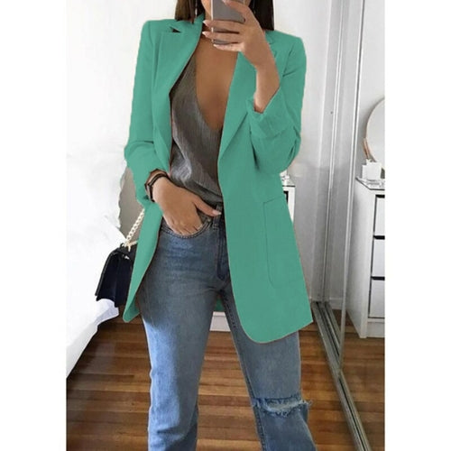 Autumn Women Casual Slim Blazers Suit Jacket Fashion Lady Office Suit | Blue Charlie