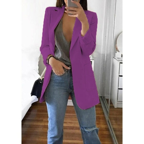 Autumn Women Casual Slim Blazers Suit Jacket Fashion Lady Office Suit | Blue Charlie