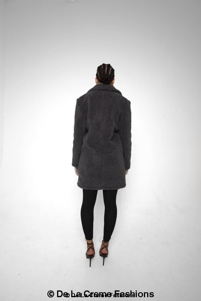 Janine Double Breasted Borg Teddy Coat | Rose Eleusis