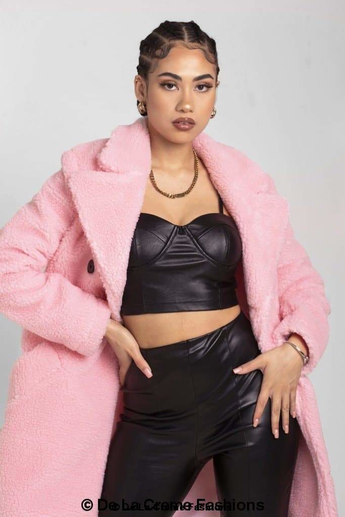 Janine Double Breasted Borg Teddy Coat | Rose Eleusis