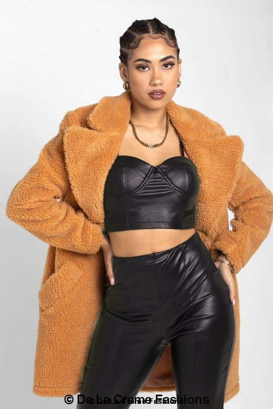 Janine Double Breasted Borg Teddy Coat | Rose Eleusis