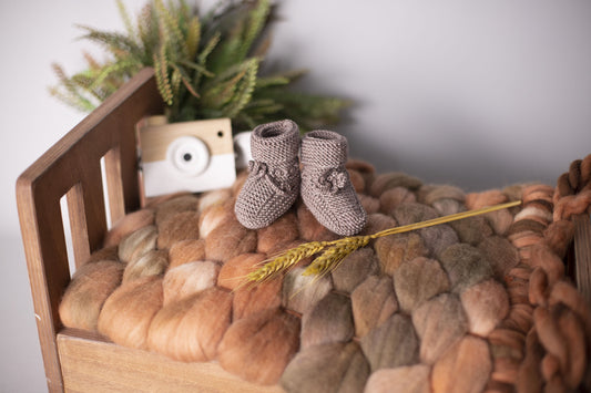 Hand Knitted Baby Wool Bootie Socks for Newborn and 0 to 12 Month