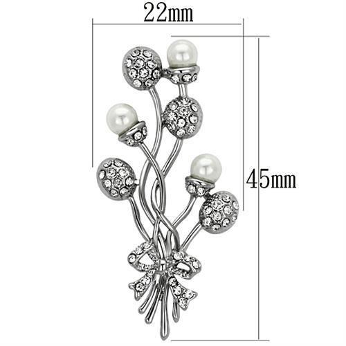 Imitation Rhodium White Metal Brooches with Synthetic Pearl