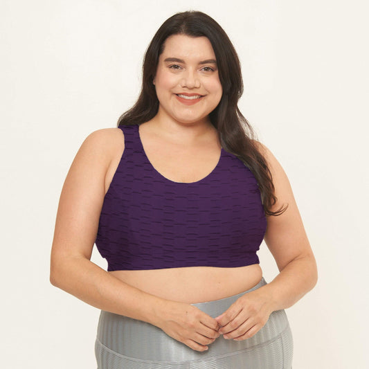 Classic Performance Bra Top - Eggplant Links Pattern