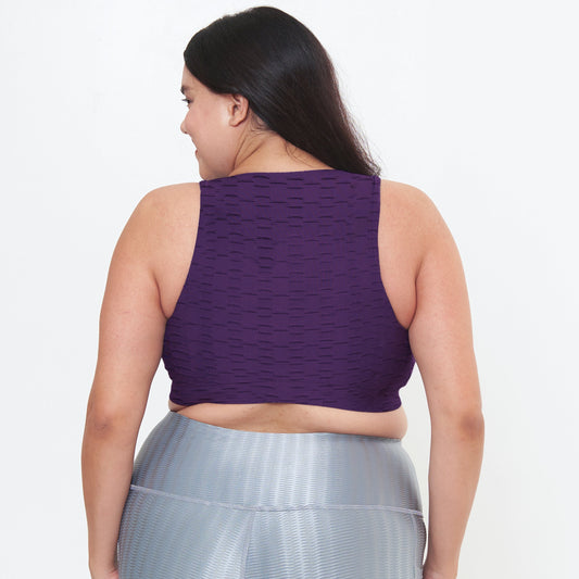 Classic Performance Bra Top - Eggplant Links Pattern