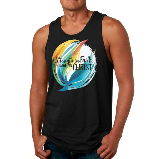 Mens Fitness Tank Top Graphic T-shirt Strength in Faith - Courage