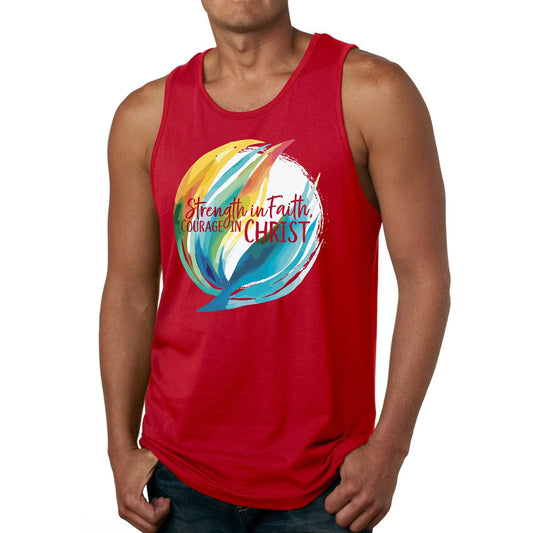 Mens Fitness Tank Top Graphic T-shirt Strength in Faith - Courage