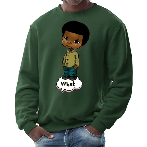 Mens Graphic Sweatshirt - what - African American Boy Illustration Art
