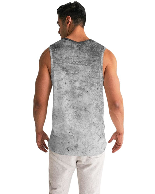 Mens Graphic Tank Top - Black and Gray Grunge Print