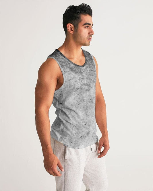 Mens Graphic Tank Top - Black and Gray Grunge Print