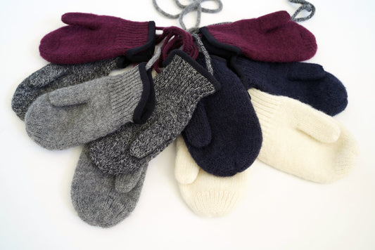 Virgin Wool Baby Toddler Kids Thumbed Mittens